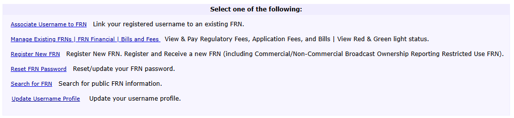 FRN menu