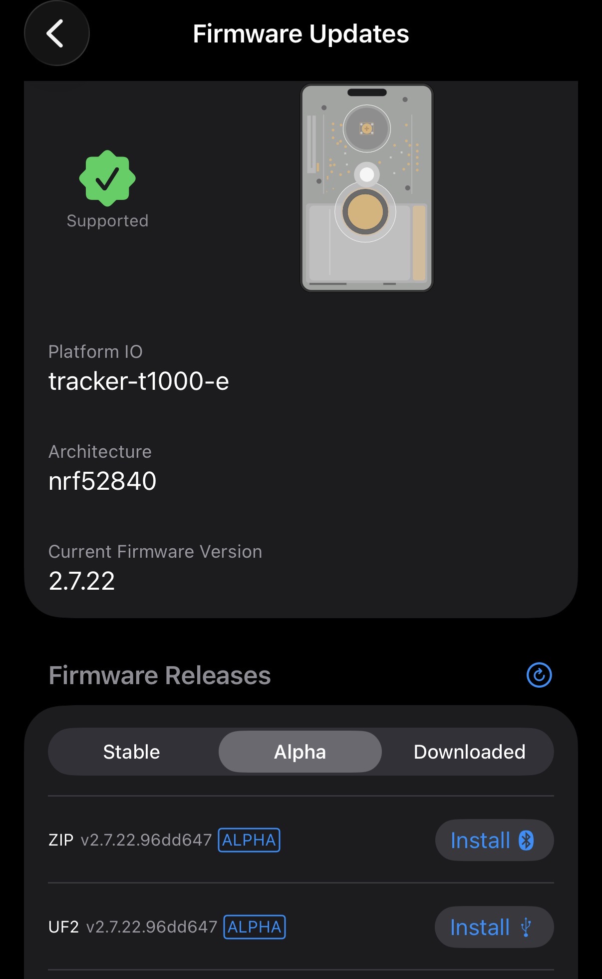 Meshtastic iOS OTA upgrade screenshot